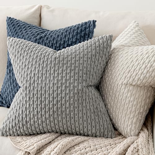 MIULEE Lumbar Decorative Throw Pillow Covers 12x20 Cream White Corduroy
