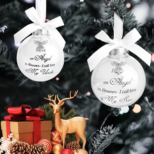 Christmas Memorial Feather Ball Angel Ornament I Have an Angel in Heaven I Call Her Mom Family Memorial Loss of Loved One Hanging Pendant Xmas Tree Décor