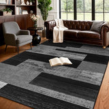 5x7 Washable Area Rugs for Living Room & Bedroom(5x7,Black&Gray)