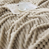 Khaki Throw Blanket for Couch Sofa 50x60 inches Striped Fleece Blankets Room Home Decor Lightweight Plush Soft Cozy Gifts for Women Mom