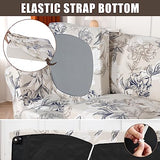 SearchI Stretch Sofa Cover Printed Couch Cover, Floral Pattern 3 Pieces Loveseat Slipcover with 2 Separate Cushion Cover, Washable Furniture Protector for Living Room(Loveseat, Flower Shadow)