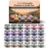 24 Pack Citronella Candles Outdoor, 2.5 oz Soy Wax Tin Candles with 8% Citronella Oil, Up to 600 Hours Total Burn Time, Portable Patio Candle Set for Backyard, Camping, BBQ & Summer Use