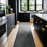 2.6x8 Washable Area Rug, Gray Solid Area Rugs for Living Room & Bedroom