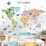 DECOWALL SG2-1615S Animal World Map Kids Wall Decals Wall Stickers Peel and Stick Removable Wall Stickers for Kids Nursery Bedroom Living Room (Large)