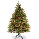 National Tree Company 4.5 ft Pre-Lit Downswept Douglas Fir Artificial Christmas Tree, 450 Multicolor Lights, 525 Feel Real Tips, Includes Stand, Green
