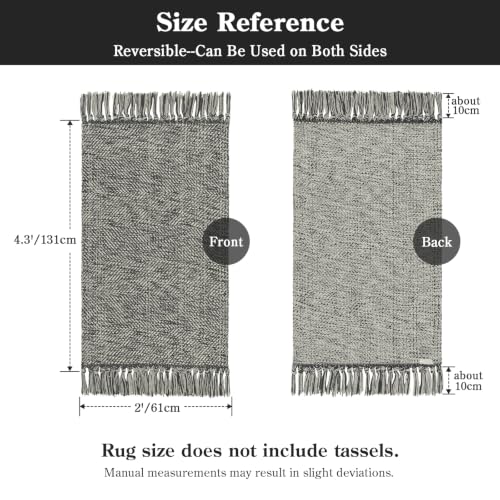 Collive 2' x 4.3' Boho Kitchen Runner Rugs, Grey Farmhouse Bathroom Mat