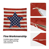 4th of July Pillow Covers 18x18 Inch Set of 2 Memorial Day Independence Day Red Stripe Blue Star Decor Throw Pillows American Flag USA Patriotic Outdoor Cushion Cases for Couch Bed Decorations