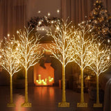 Aurelema 6 Pcs Lighted Birch Tree 8 Modes Christmas Artificial LED Lights Birch Tree for Indoor and Outdoor Home Decor Thanksgiving Christmas Holiday Decoration (4ft 5ft 6ft,Warm White)