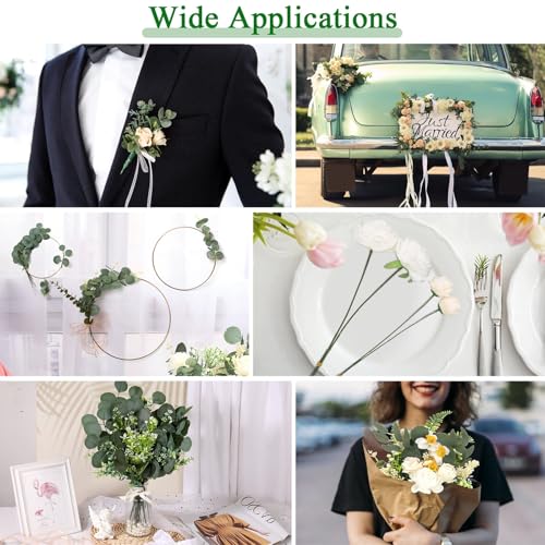 Dexpinzo 120 Pcs Mixed Artificial Eucalyptus Stems Flowers Bulk, 15 Kinds | Fake Silver Dollar Eucalyptus Faux Silk Greenery Leaves for Wedding Centerpieces Vase Bouquets Floral Arrangement Home Decor