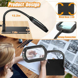 Veemagni 12X Rectangle Magnifying Glass with Light and Stand, Flexible Gooseneck LED Lighted Desk Lamp, 5 Color Modes Stepless Dimmable, Hands Free Magnifier for Reading Crafts Painting Close Work