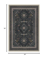 GENIMO 2x3 Entryway Rug, Washable Small Indoor Area Carpet Floral Ebony