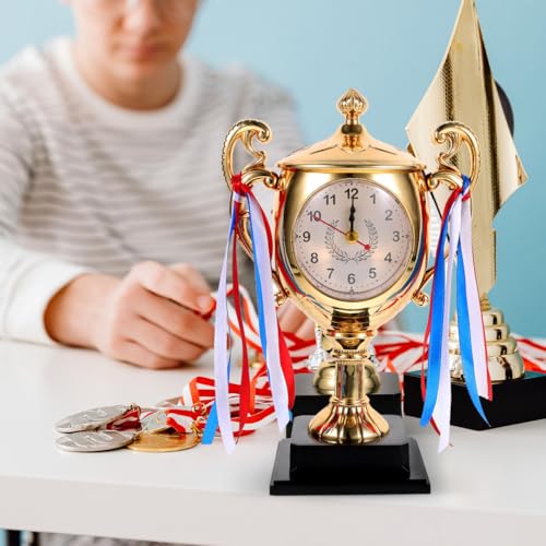 ARTIBETTER Kids Trophy Style Desktop Clock 8.26X5.90X3.54In Analog Alarm Tabletop Clock for Bedroom Student Desk Decor and Wake up Timer