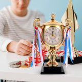 ARTIBETTER Kids Trophy Style Desktop Clock 8.26X5.90X3.54In Analog Alarm Tabletop Clock for Bedroom Student Desk Decor and Wake up Timer