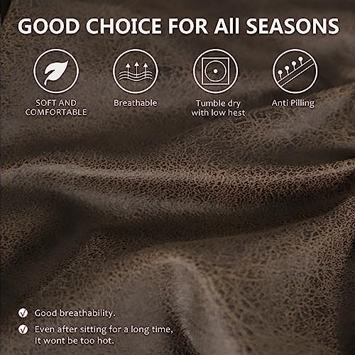 Leather Look RV Dinette Cushion Covers, Stretch Camper Cushion Slipcovers for Travel Trailer Couch RV Booth Seat, Replacement Camper Sofa Chair Protector (2 Backrest Cover & 2 Bench Cover,Brown)