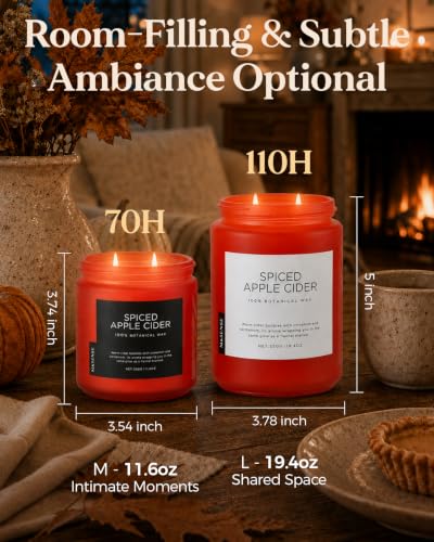 M&SENSE Spiced Apple Cider Scented Soy Candle for Home Autumn Decor Gift
