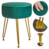 IBUYKE Makeup Vanity Stool, Velvet Round Footrest Ottoman, Green LG-30L