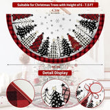 Christmas Tree Skirt 48 Inch, Red and Black Buffalo Plaid Xmas Tree Skirt, Winter Christmas Tree Mat for Home Party Holiday Indoor Outdoor Decorations