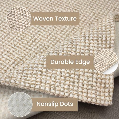 IOHOUZE Washable Runner Rug 2x6 Non Slip Runners for Hallways Entryway Runner Indoor, Kitchen Rugs Woven Cotton Floor Carpet for Kitchen Hall Entrance Bedroom, Cream/Beige