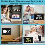 Véfaîî Digital Clock with Day Date 1280 * 800P HD, 19 Alarms Custom Reminders, 10 Levels Auto Dimmer Dementia Clock, 8 Display Colors, Auto DST, Remote & Buttons Control Easy for Elderly