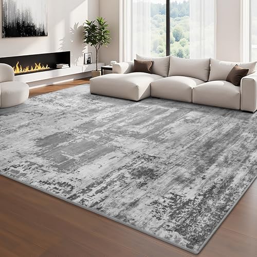 HOMORE Living Room Rug 6x9 Large Rug Grey Area Rugs Non Slip Washable Rugs for Bedroom Dining Room Abstract Carpet for Farmhouse Kids Playroom Classroom