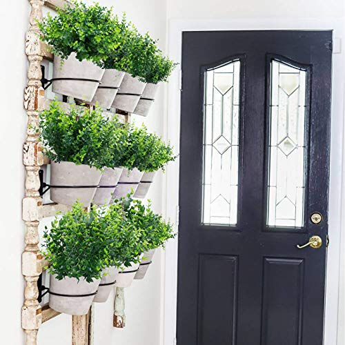 summer flower 10 Pack Artificial Boxwood Stems for Outdoors Unfading in The Sun Plastic Faux Plants Fake Foliage Shrubs Greenery for Garden Office Patio Wedding Farmhouse Indoor Decoration