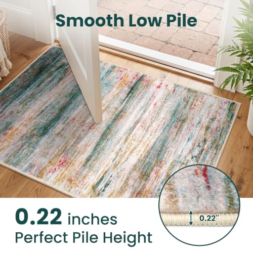 KOZYFLY Modern Washable Rug Runner 2x6 Runners for Hallways Green/Turquoise