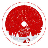 Christmas Tree Skirt Red Xmas Tree Ornaments for White Soft Plush Christmas Tree Mat with Snowy Pattern for Decorations Holiday Party 48 inches