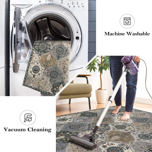Lahome Moroccan Machine Washable Rugs, 4x6 Area Rug for Living Room Bedroom