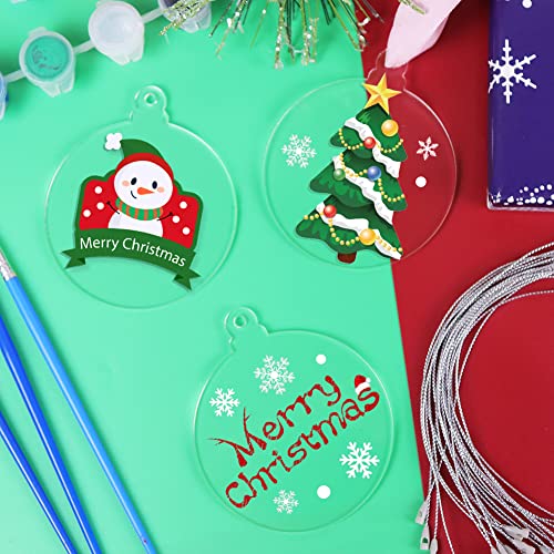 20Pcs 3 Inch Clear Blank Acrylic Christmas Ornaments 2025 Unfinished Round Acrylic Christmas Hanging Ornaments for Christmas Tree Decoration DIY Craft