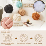 LUSJNGE Decorative Throw Knot Pillow Ball for Home Chair Sofa Couch Bed Aesthetic Round Decor Pillows Lambswool Knotted Pillow Cushion (Beige, 8inches)