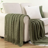 BATTILO HOME Throw Blanket for Couch, Textured Knit Throw, Olive Green Throws for Home Decor, Soft Blanket Throw for Bedroom Decor Housewarming Gifts, 50"x60"