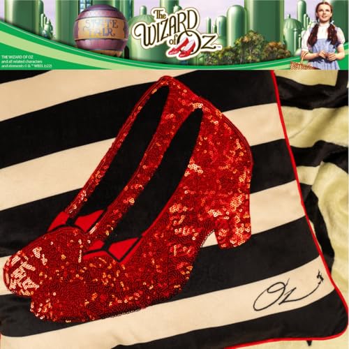 Collectibles The Wizard of Wicked Witch Ruby Slippers Sequin Bedding Super Soft Plush Decorative Throw Pillow, 16 in X 16 in, (Officially Licensed Product) By Franco
