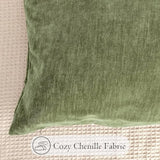 Chenille Lumbar Pillow Covers 20x20 inch Olive Sage Green