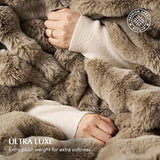EverGrace Ultra Soft Luxury Fluffy Faux Rabbit Fur Throw Blanket, Thick Warm Bubble Throw for Bed, Cozy Plush Reversible Blankets for Couch, Chair, Sofa, Greige, 60x80 Inches