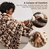 WDCOZY Cheetah Leopard Print Bubble Throw Blanket, Luxury Faux Rabbit Fur Mink Plush Throw for Couch, Sofa and Bed, Soft Fluffy Fuzzy Cozy Blanket for Women, 50x60 inches, Chocolate Brown, 950 GSM