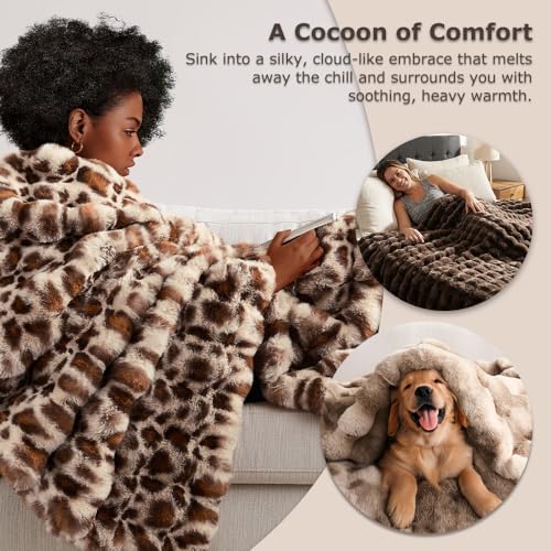 WDCOZY Luxury Ivory Bubble Throw Blanket, Cream White Faux Fur Mink Plush Throw for Couch, Sofa and Bed, Soft Fluffy Fuzzy Furry Cozy Blanket, Thick and Warm, 50x60 inches