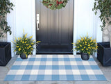 Front Porch Rug 24''x51''Light Blue and White Outdoor Rug Cotton Woven Washable Door Mat Outdoor for Layered Hello Welcome Door Mat Kitchen Farmhouse Entryway