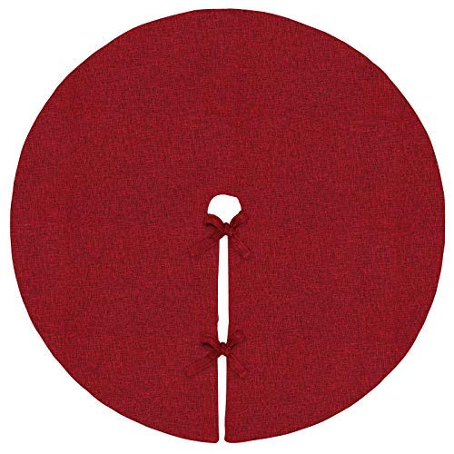 Christmas Tree Skirt Red: 48 inches Burgundy Burlap Double-Layer Plain Xmas Tree Skirt, Rustic Farmhouse Xmas Tree Decorations Indoor for Kids Home School Office Holiday Party Decor