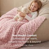 Bedsure Pink Throw Blanket for Couch - 350GSM Fluffy Plush Bubble Blanket for Bed Home Room Decor, GentleSoft Cute Fleece Soft Cozy Gifts for Women Girls, 50x60 Inches
