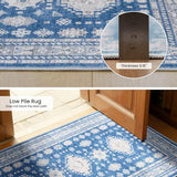2x5 Runner Rug Washable Non Slip Small Throw Mat for Entry, Hallway, Blue