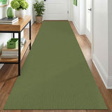 Washable Runner Rug 3x12 Non Slip Rubber Backed Extra Long Hallway Runner Entryway Runner Indoor, Kitchen Rugs Woven Cotton Floor Carpet for Hall Entrance, Olive Green/Earthy Green