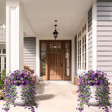 Artificial Hanging Flowers for Outdoors, 2 Pcs Fake Hanging Plants Spring Summer Decor, UV Resistant No Fade Faux Silk Daisy Flower for Planters Front Door Porch Patio Yard Garden(Double Purple)