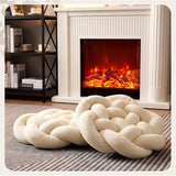 Novabright 2 Pack White Knot Pillow Balls 16x16 Handmade Knot Throw Pillows Plush for Couch Sofa Bedroom Living Home Decor Modern Round Aesthetic Accent Cushions