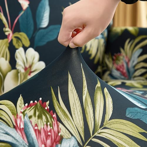 Printed Futon Covers Slipcovers No Arms, Stretch Armless Couch Cover with Skirt, Soft Armless Futon Cover 3/2 Seater Stretch Sofa Bed Slipcover, 1-Piece Form Fit Futon Cover,E,160~190CM