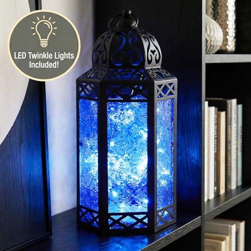Vela Lanterns Decorative Indoor Fairy Light Candle Holder, Blue, L