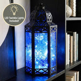 Vela Lanterns Decorative Indoor Fairy Light Candle Holder, Blue, L
