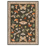 ROYHOME Mushroom Washable Rug 5x7 Area Rugs for Living Room, Insect Print Rug for Bedroom, Non Slip Throw Carpet with Rubber Back, Soft Low Pile Dining Room, Brown