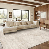 Art&Tuft Washable Rugs 8x10, Anti-Slip Backing Abstract 8x10 Area Rugs for Living Room, Foldable Stain Resistant Machine Washable Area Rug (8'x10', Beige)