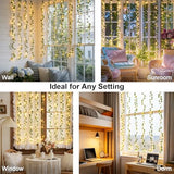 suddus Vines with Light for Bedroom, 200 LED Fairy Lights with Vines, Ivy Curtain Lights for Dorm, Wedding, Party, Wall, Indoor, Outdoor Decor, 6.5ft x 6.5ft with Remote（Warm White）