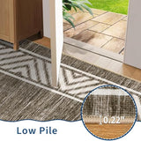 GarveeHome Bordered Bedroom Rugs 5x7 Ultra-Soft Indoor Carpet, Non-Slip Modern Geometric Living Room Rug, Stain-Resistant Neutral Accent Floor Cover for Dining Room, Nursery, Office, Brown